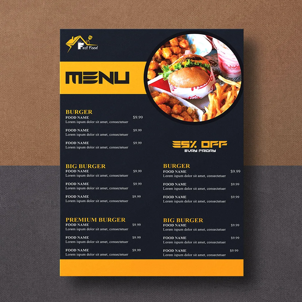 menu printing services